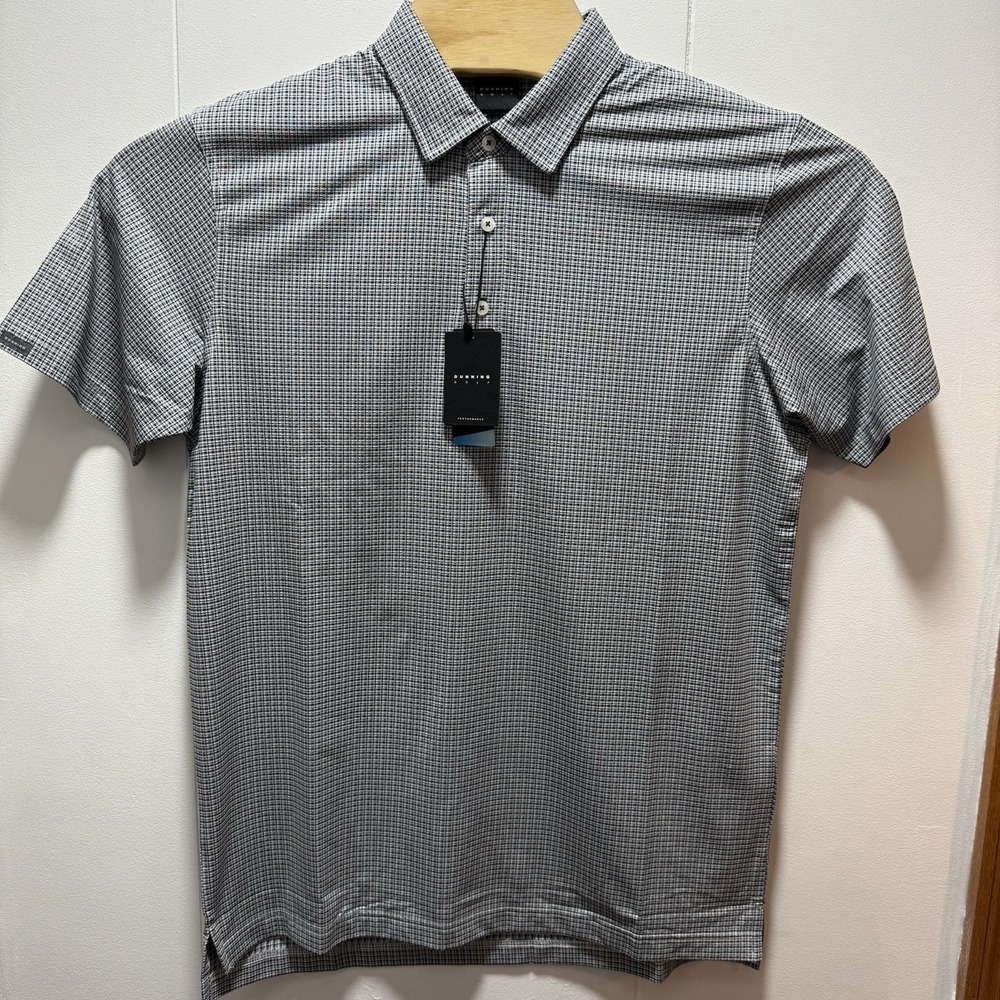 NEW Dunning Golf Performance Polo Shirt‎ Mens Medium Halo/White Coolmax Wicking
